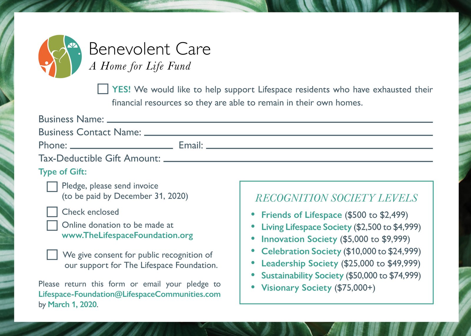 Lifespace Appeal Donor Card 20192